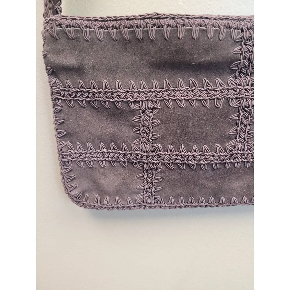 Western core NINE WEST Brown Patchwork Suede Leather Shoulder Bag Purse